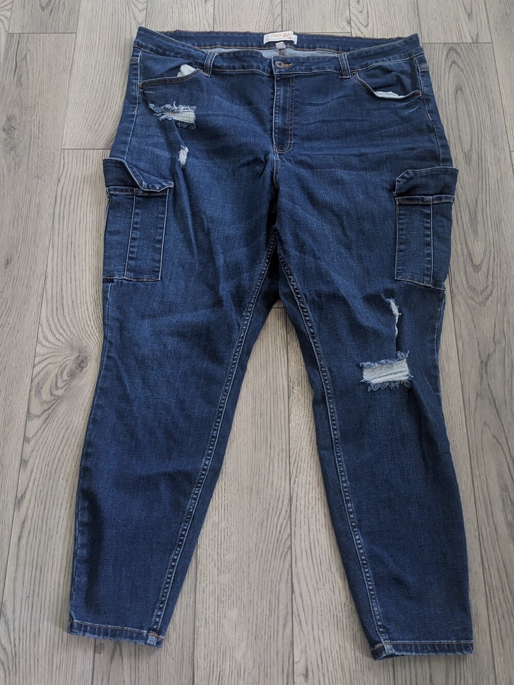 Wax Jeans Dark Wash Cropped Cargo Jeans 20